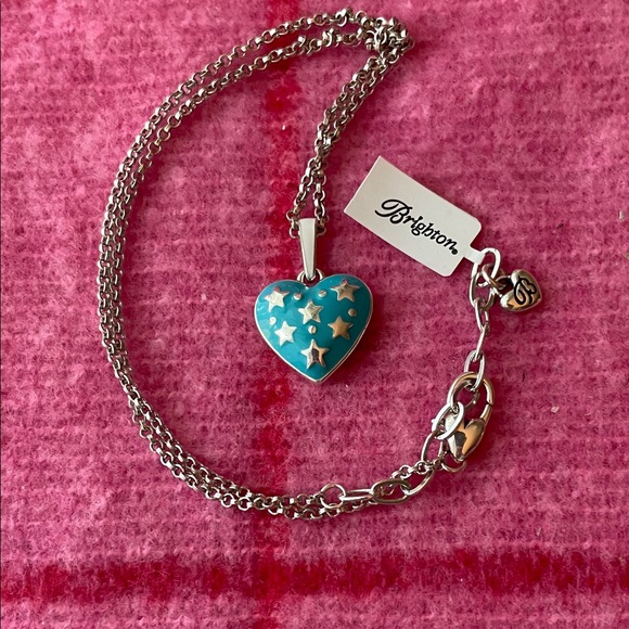 Brighton Silver Necklace with Turquoise Heart Pendant - Picture 1 of 4